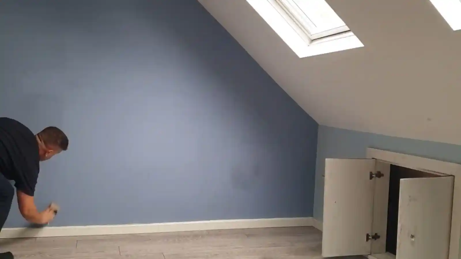 Fire and smoke damage restoration work in progress